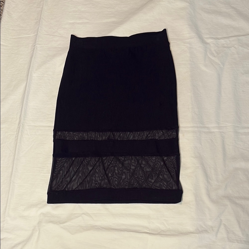 Love Culture Black Pencil Pull On Skirt with Transparent Bands